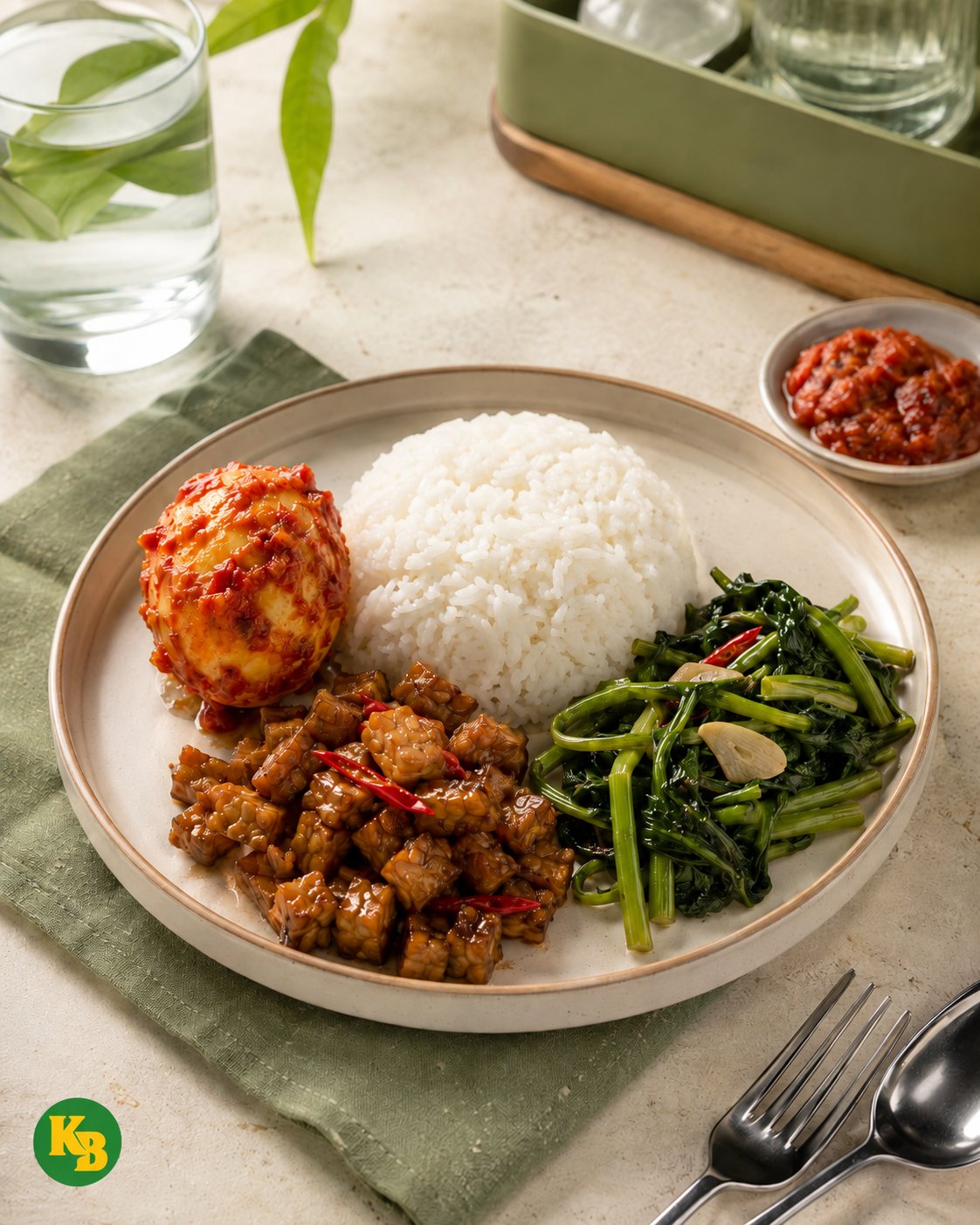 Ayam goreng kremes lengkap dengan sayur asem dan sambal